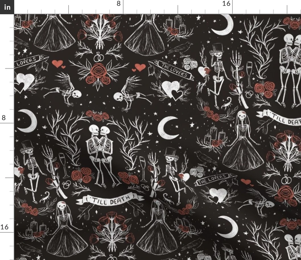 'Till Death Do Us Part - Red - Gothic Fabric | Spoonflower