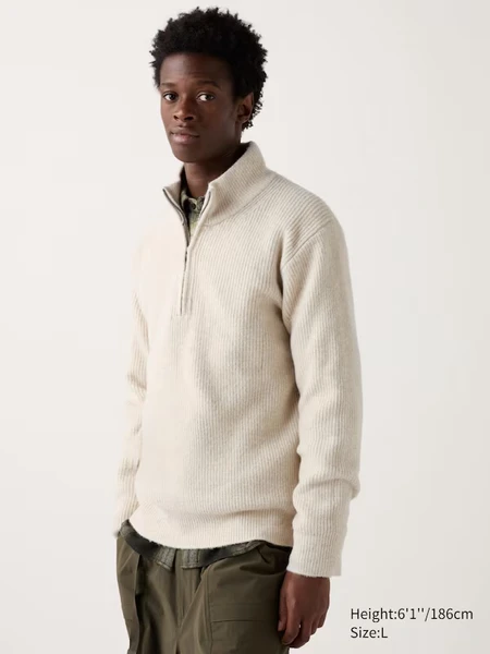 Pull en Maille Soufflée Yarn Col Zippé