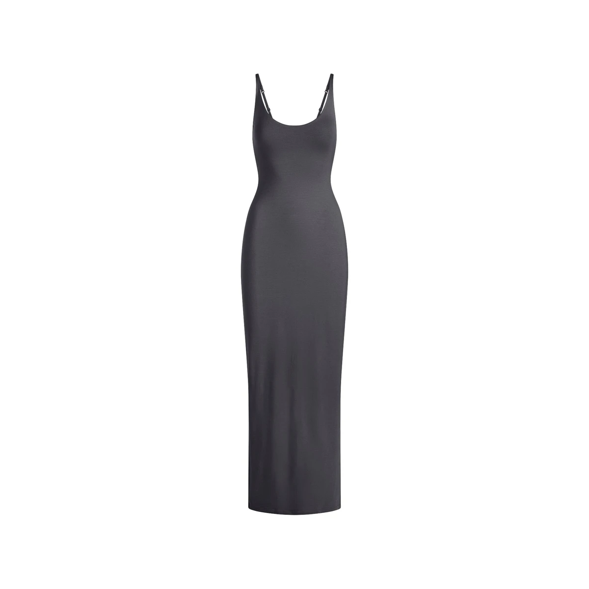 SMOOTH LAYERS SCOOP NECK LONG DRESS | GRAPHITE