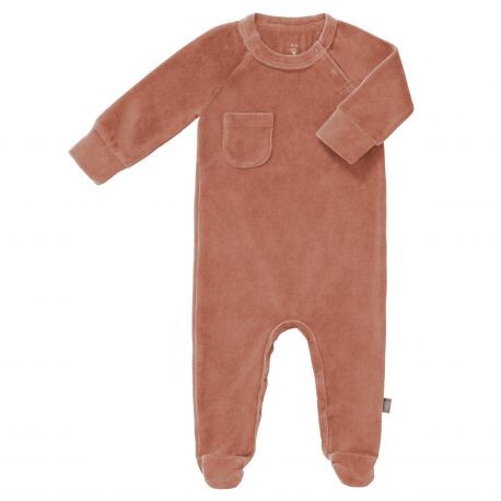 PYJAMA BÉBÉ À PIEDS EN VELOURS ASH ROSE