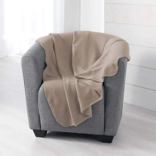 Douceur d'intérieur plaid 125x150 cm polaire unie milou taupe