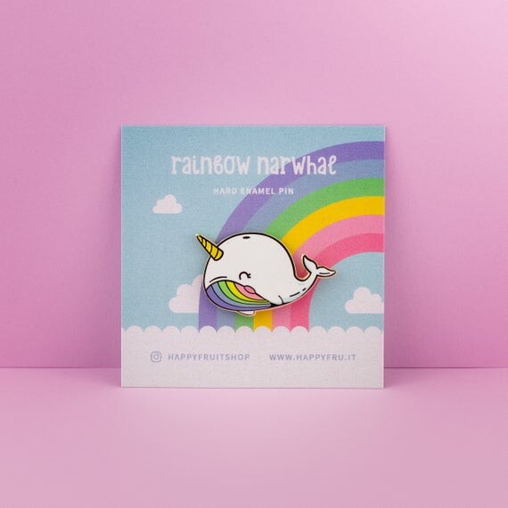 Pins Narval arc en ciel licorne - pin broche émaillée