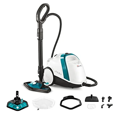 Polti Nettoyeur Vapeur Vaporetto Smart 100 T, avec Chaudière Haute Pression 4 Bars, Autonomie Illimitée et Recharge Continue, 9 Accessoires Inclus, Blanc et Turquoise