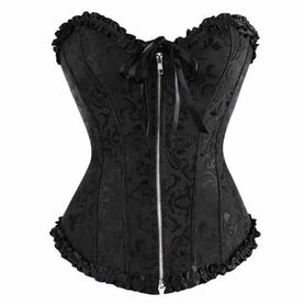 Corset gothique noir zip & volants Discobole