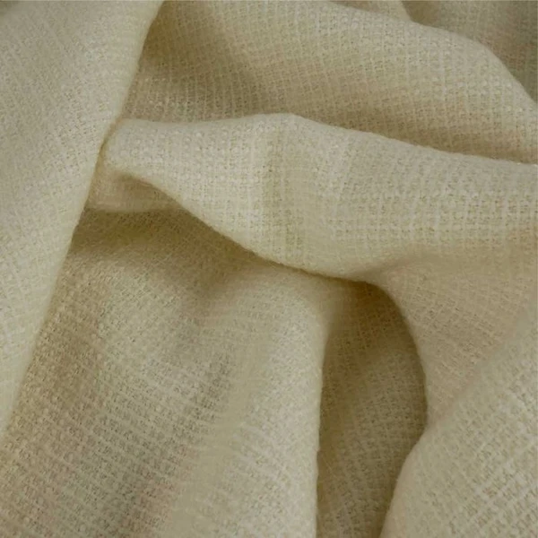 Lainage Fin Tweed Haute Couture - Écru, Tissu Élégant et Texturé pour Mode et Accessoires