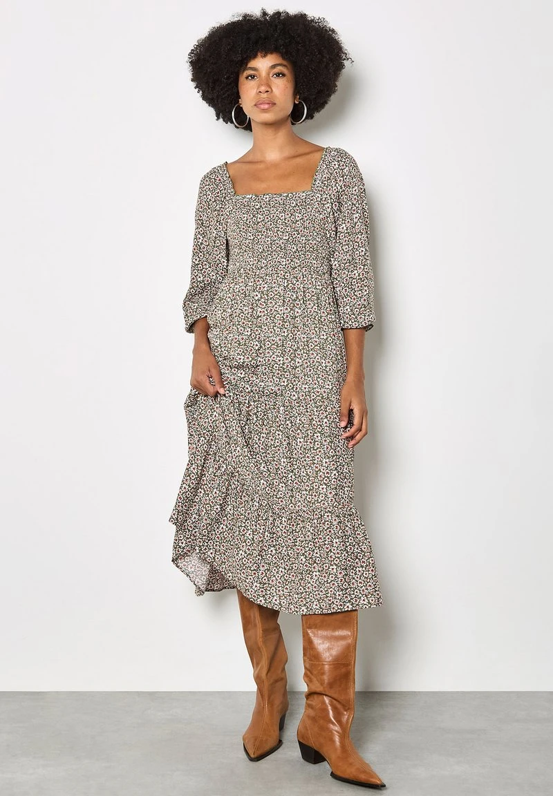 Apricot DITSY FLORAL SMOCKED MIDI - Robe de jour - khaki/kaki - ZALANDO.FR