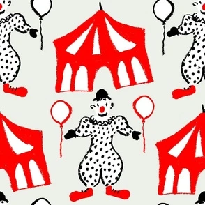 White clown (LARGE) and red circus tent Fabric | Spoonflower