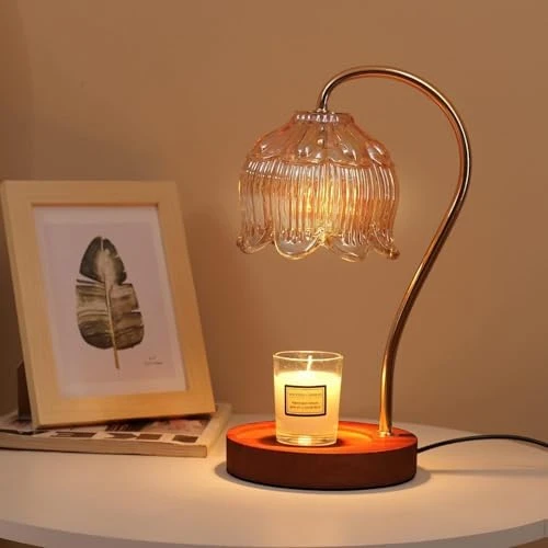 Lampe chauffe-bougie avec variateur d'intensité - Lampe électrique avec minuterie pour bougies parfumées en pot avec 2 ampoules
