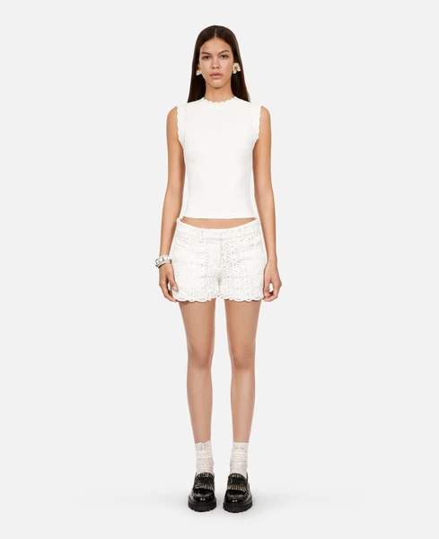 Top blanc en maille ajourée