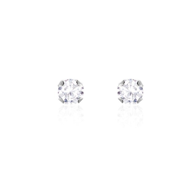 Boucles D'oreilles Puces Eddie Or Blanc Oxyde De Zirconium