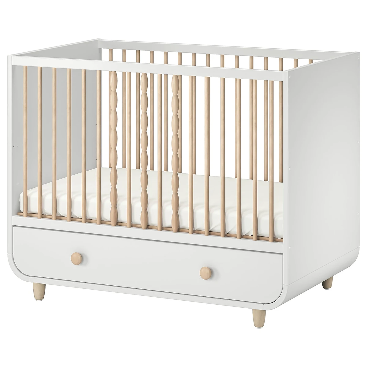 MYLLRA Lit bébé avec tiroir - blanc 60x120 cm