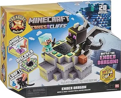 TREASURE X Minecraft Caves & Cliffs. Mine & Craft Personnage et Ender Dragon. Mine, découvrez et créez avec 20 Niveaux d'aventure, Allez-Vous trouver Le véritable trésor trempé en Or ?