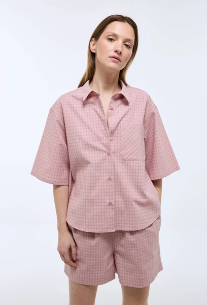 Pyjashort à carreaux en coton