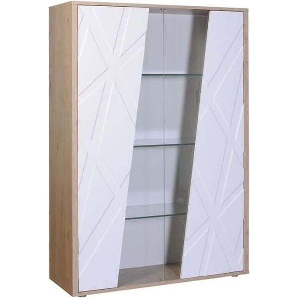 Vitrine 2 portes Chêne-Blanc - JODIE n°2 - L 125 x