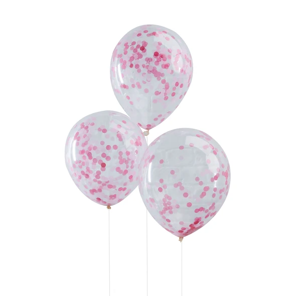 5 ballons confettis roses mix & match 30cm