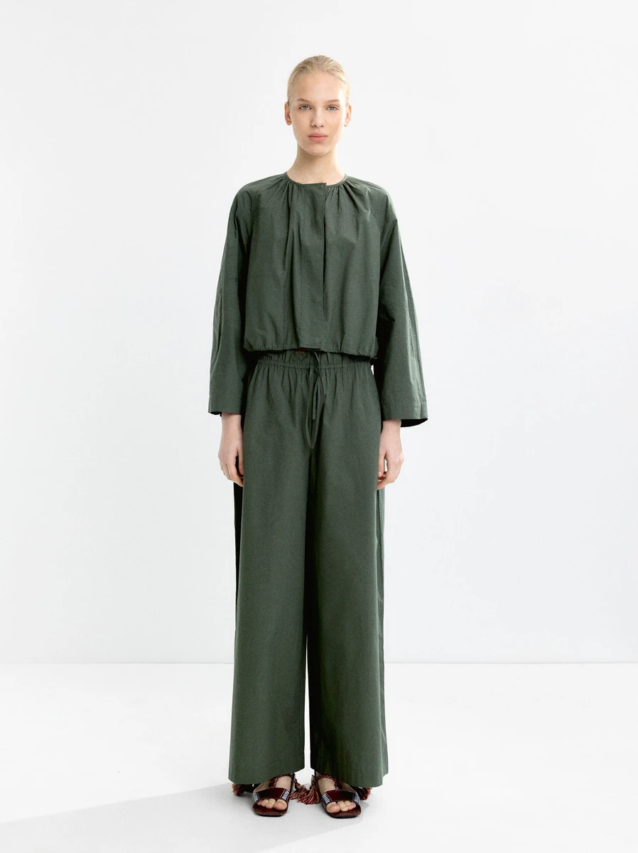 Veste 100 % coton avec fronces Vert | Parfois