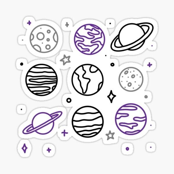 Planètes Violet Gris Noir | Sticker