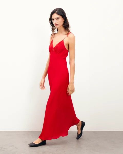 Robe Longue Bretelles Taylor (S25 / FEMME / Feiry Red)