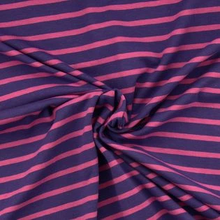 Tissu jersey rayé breton - Violet et pétunia | Rascol