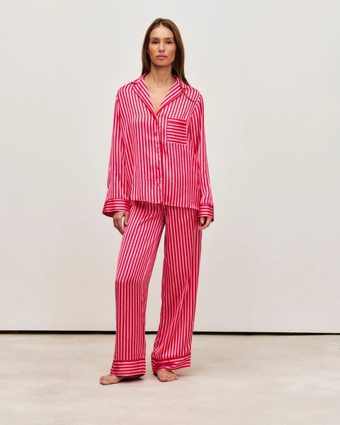 Chemise de pyjama en satin à rayures