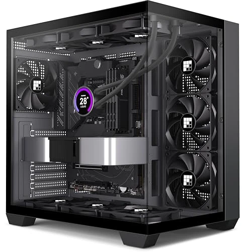FOIFKIN F300 Boitier PC - 4 préinstallés sans Ventilateur RGB - Boitier PC de Jeu ATX Mid-Tower - Verre panoramique 270° avec Type-C (Noir, F300)