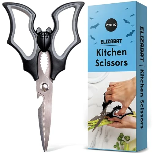 NOUVEAU!! Ciseaux de cuisine Elizabat par OTOTO – Ciseaux de cuisine mignons en forme de chauve-souris, ciseaux, ustensiles de cuisine – chauves-souris, cadeaux d'Halloween, ciseaux de cuisine
