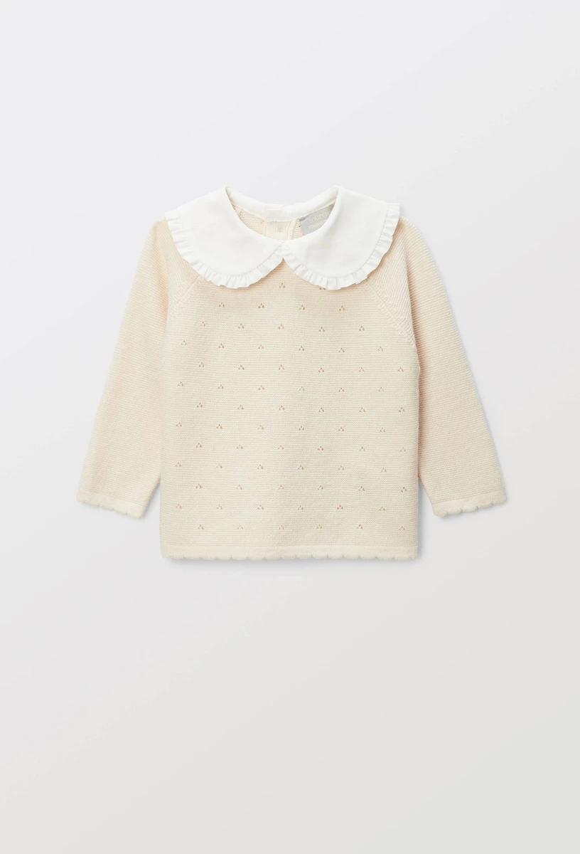 Pull à col claudine en maille pointelle