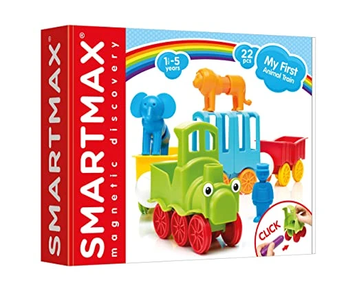 SmartMax - Le Train du Cirque - My First animal Train - Jouet de Construction Magnétique - 22 Pièces à Assembler - Pour Enfants à Partir de 1 An et demi