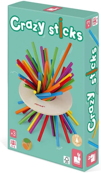 Janod - Jeu d'Adresse Crazy Sticks - En Bois - Dès 3 Ans, J02695, Taille unique