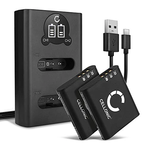 CELLONIC® Set de 2 Batteries 1100mAh et Double Chargeur Compatible avec Ricoh G900 G900SE GR III GR IIIx WG-6 - Accu de Remplacement Appareil Photo avec câble de Chargement