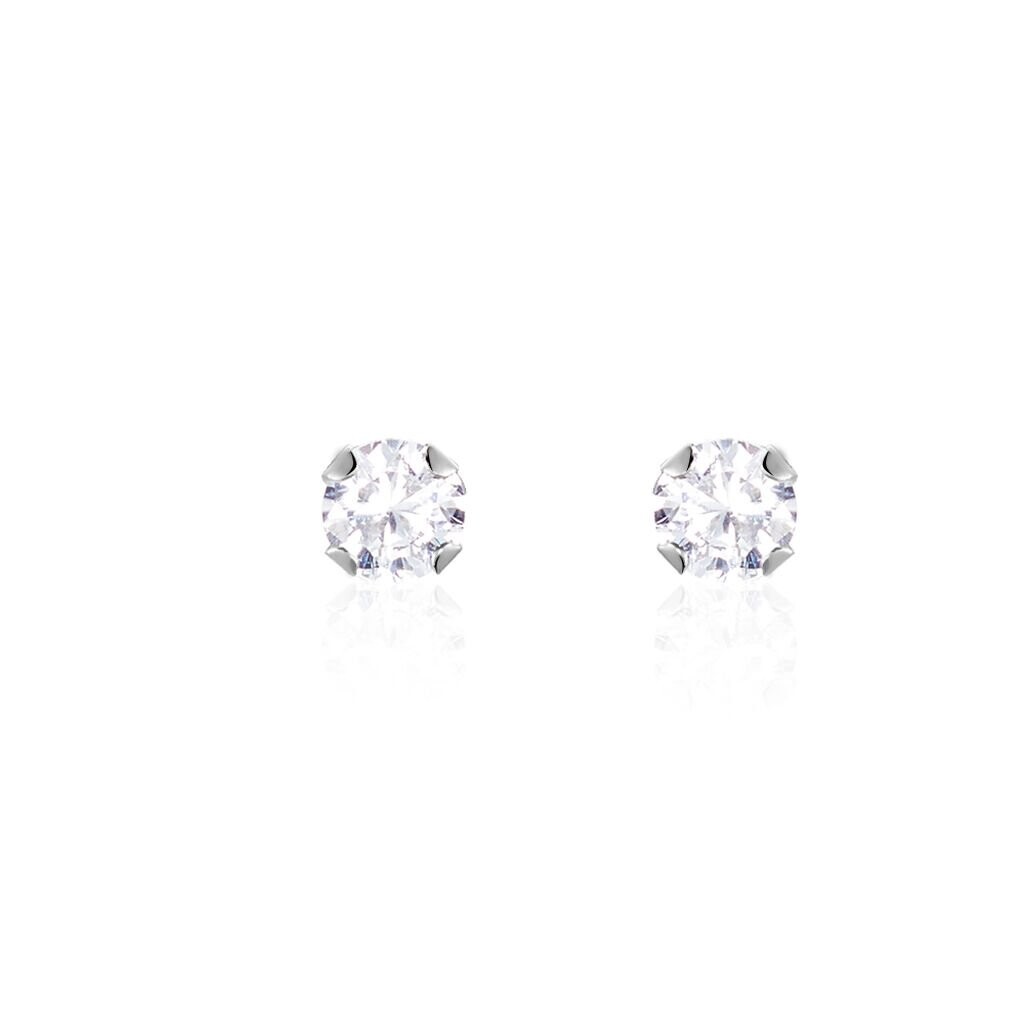 Boucles D'oreilles Puces Eddie Or Blanc Oxyde De Zirconium