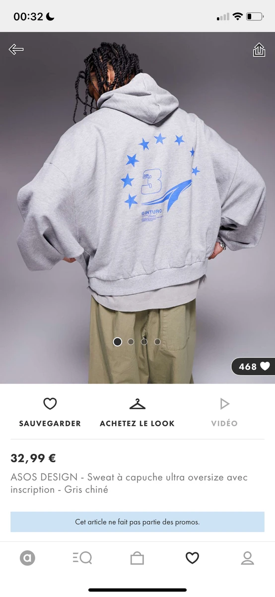 ASOS DESIGN - Sweat à capuche ultra oversize avec inscription - Gris chiné