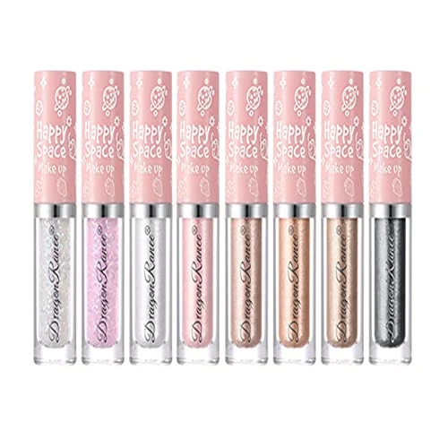 Joyeee Ombre à Paupières Liquide, 8 Couleurs Anti-Transpiration Shimmer Maquillage Étincelant Makeup Eye Shadow Longue Durée Séchage Rapide Haute Pigment Festival Cadeau