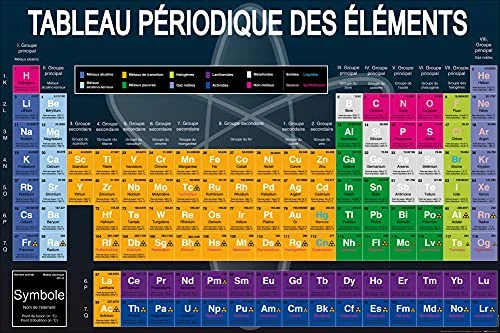 1art1 Sciences Naturelles - Le Tableau Périodique des Éléments Maxi Poster 91 x 61 cm en Français | Ecole Sciences Chimie | Affiche Educative