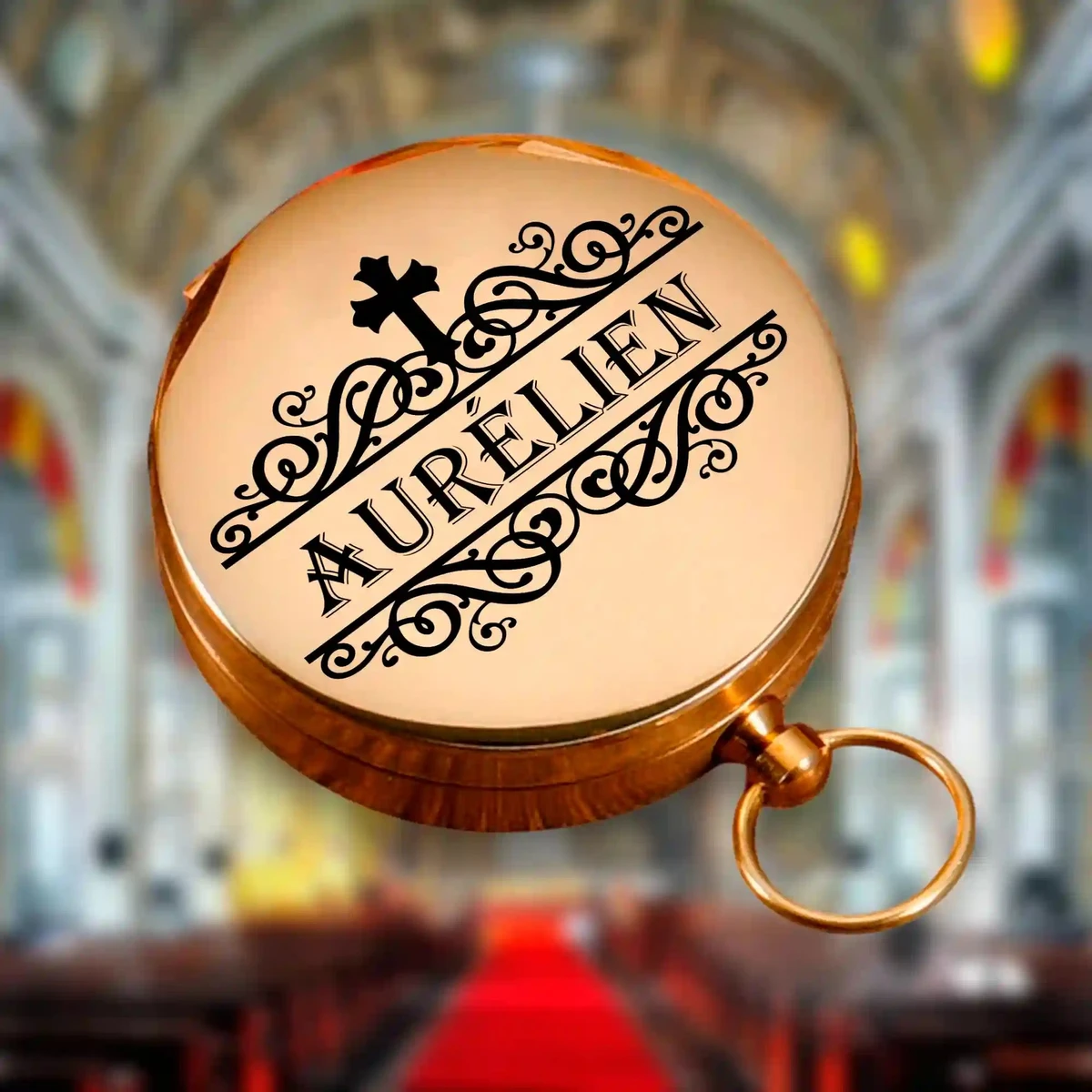 Boussole de Baptême Gravée Personnalisée | Cadeau Parrain