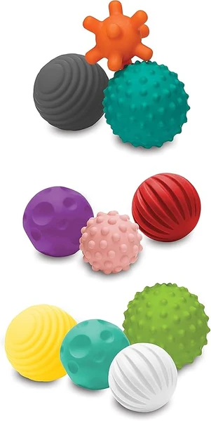 Infantino Textured Multi Ball Set - Textured Ball Set Toy for Sensory Exploration and Engagement for Ages 6 Months and up, 10 Piece Set