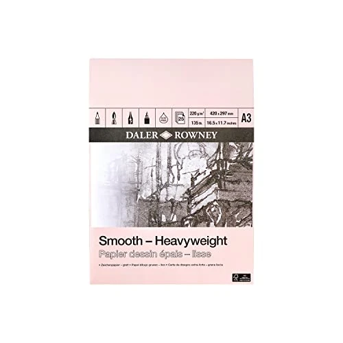 Daler Rowney - Bloc dessin papier épais 25 feuilles A2 - 220g/m² - grain lisse