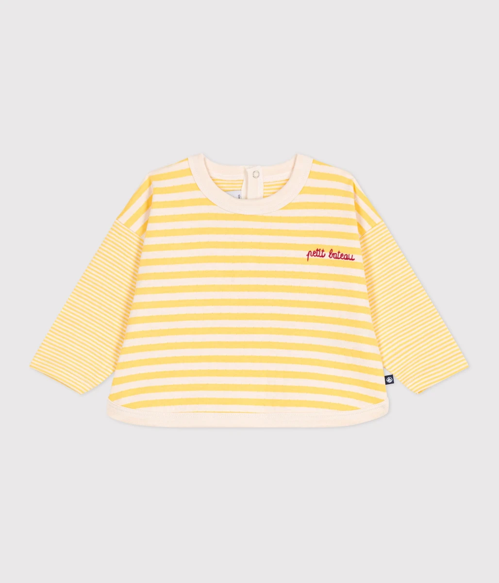 T-shirt bébé en coton à manches longues rayé