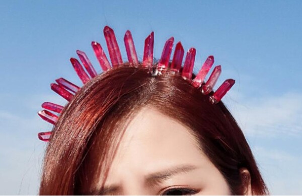 Red Crystal Tiara,Quartz Headband, Festival Crown, Rave Crown, Mermaid Crown, Mermaid Headpiece, Gifts for Her