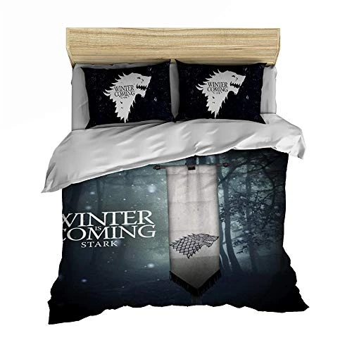 SK-PBB Game of Thrones Parure de lit 3 pièces avec housse de couette et 2 taies d'oreiller 100 % microfibre, impression numérique 3D (A04, 200 x 200 cm)
