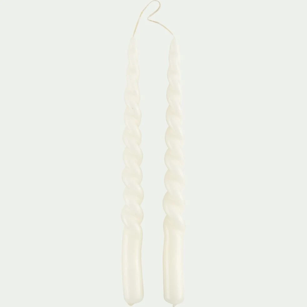 TORTIL - Lot de 2 chandelles torsadées H29cm - blanc