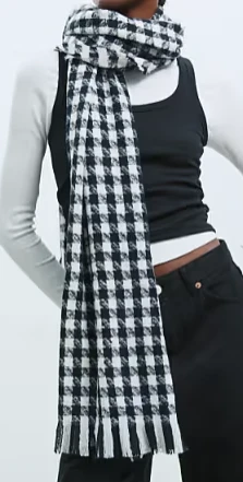 Stradivarius - Écharpe à petits carreaux - Noir