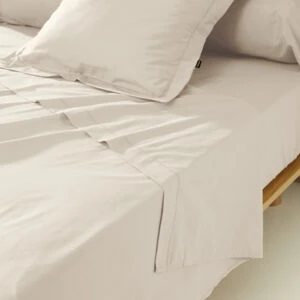 CH▐ (240 x 300 cm - Cali Beige) Drap plat percale de coton