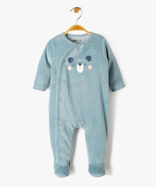 Pyjama dors-bien en velours fermeture devant bébé