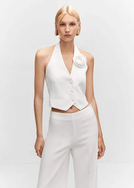 Gilet empiècement fleur - Femme | Mango France