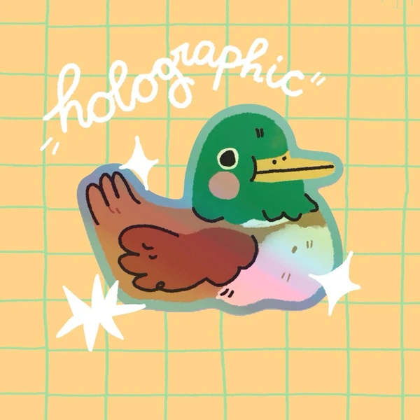 Autocollant en vinyle holographique canard, imperméable comme un vrai canard