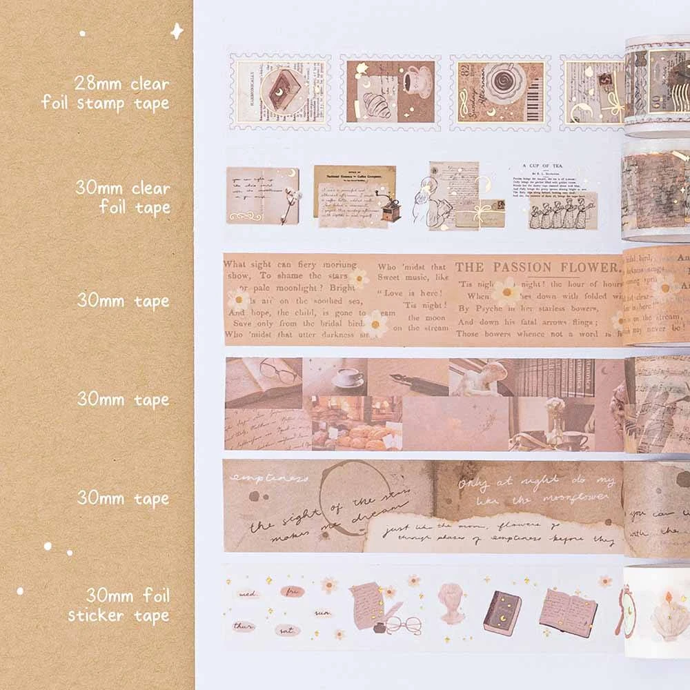 Tsuki ‘Light Academia’ Washi Tape Set ☾ – NotebookTherapy