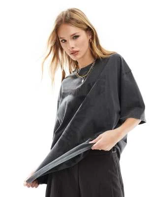 ASOS DESIGN - T-shirt oversize avec imprimé Romance rock - Anthracite délavé
