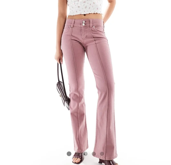 Bershka - Jean droit à taille basse - Rose blush