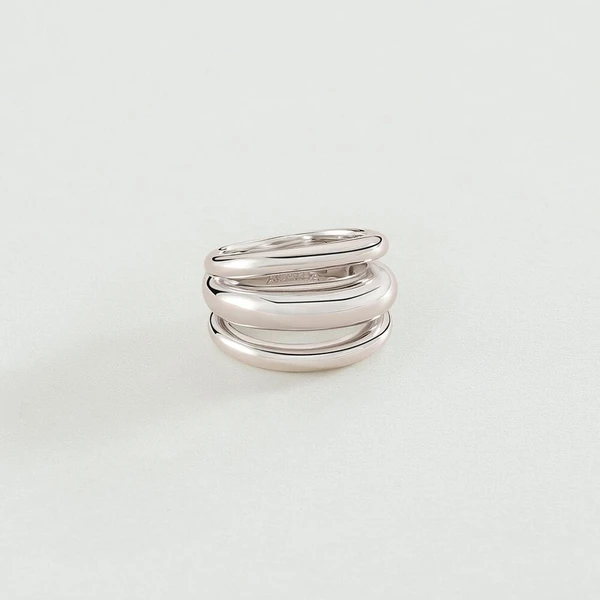 Bague large TRIJONC - Argenté